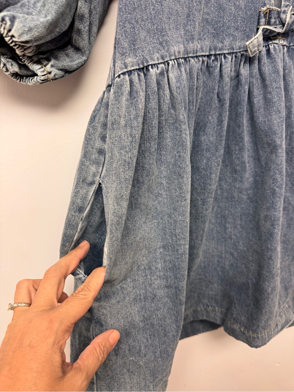 Sofie The Label Blue Dress Puff Sleeve M Coquette denim Western babydoll B2 - Picture 5 of 9